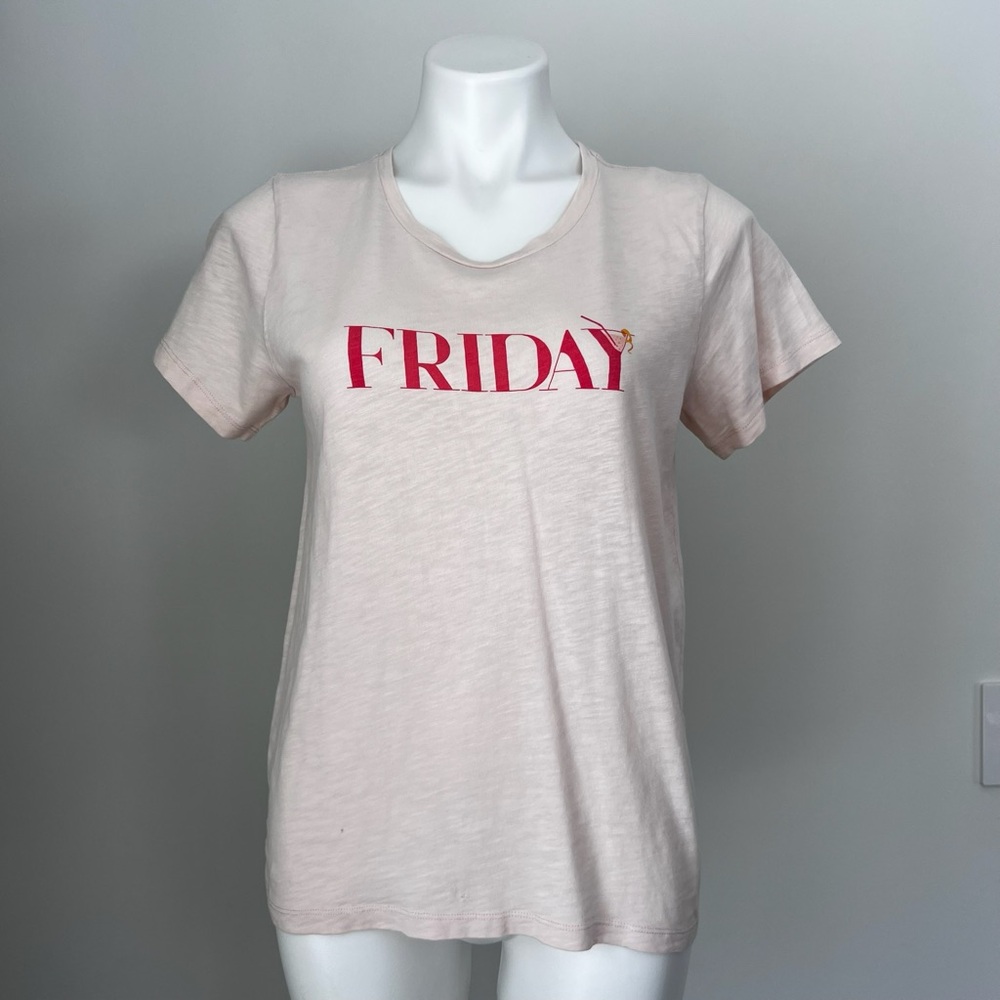 J.Crew Factory Light Pink Friday Cocktail Collector Graphic Short Sleeve Tee